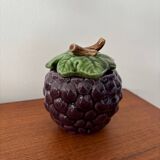 Small jam pot in blackcurrant grape slipware – Antique ceramic