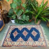 Vieux tapis turc kazak 140x96 cm vintage, rouge et bleu
