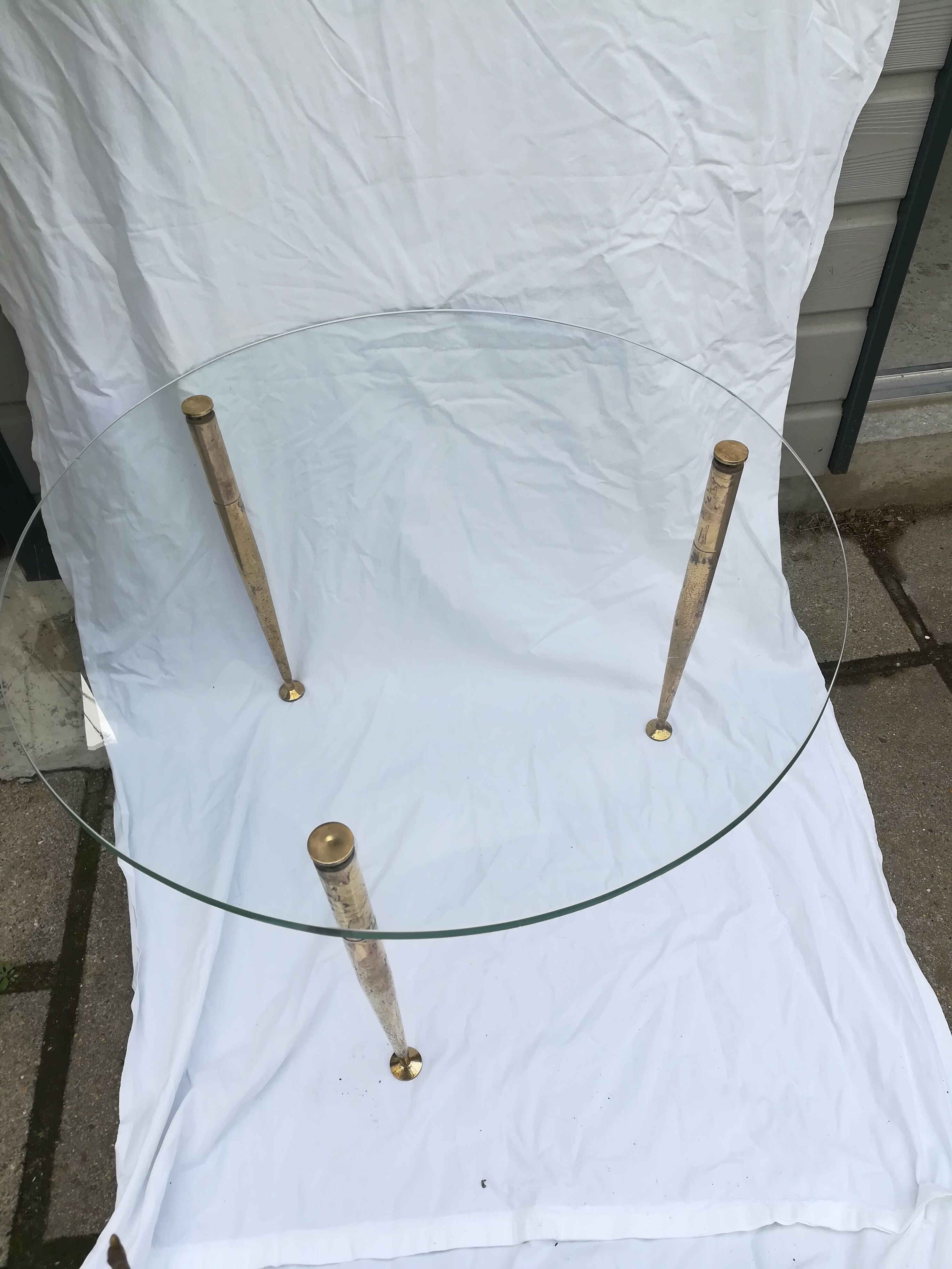 Table low glass and brass 50s