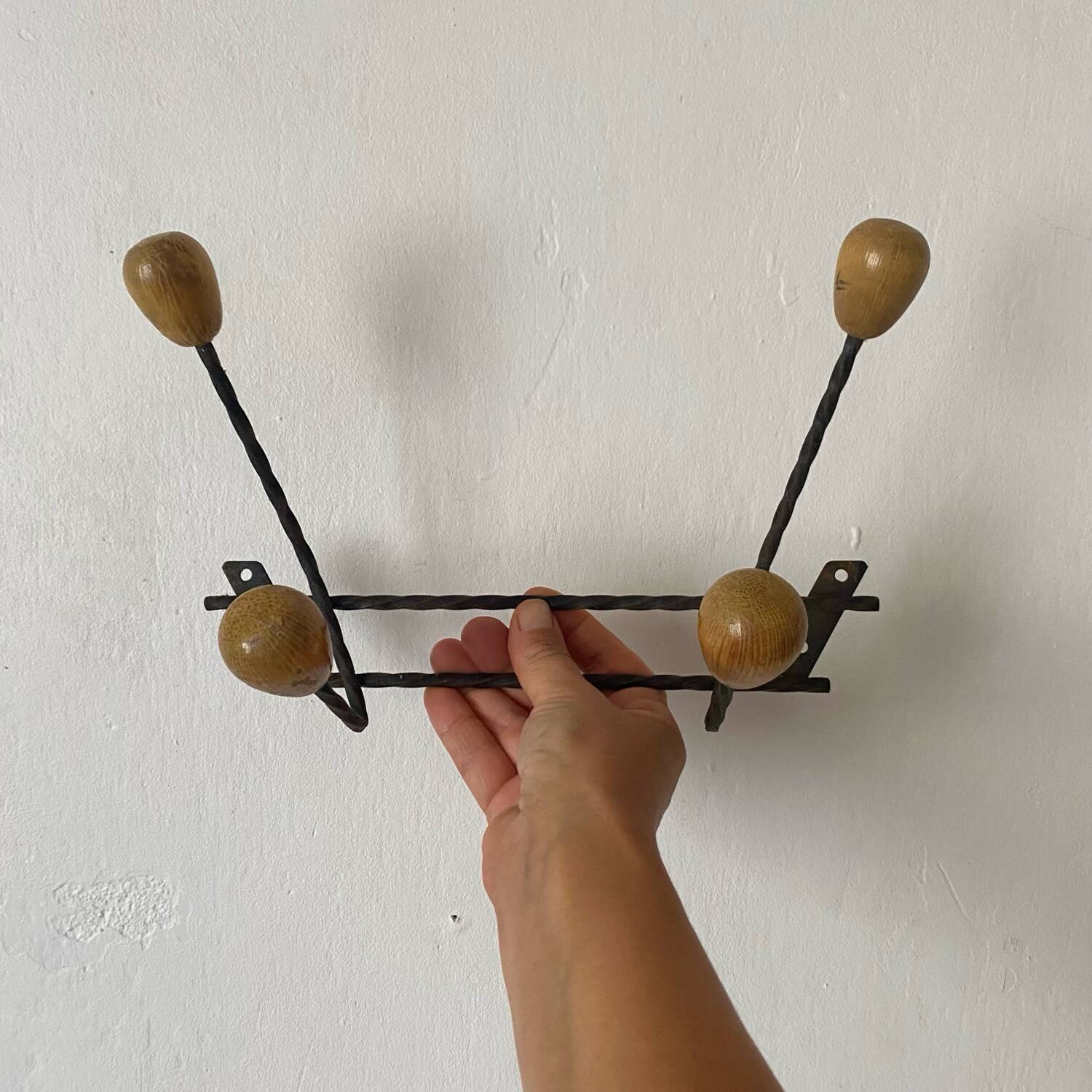 60s double hook wall coat rack