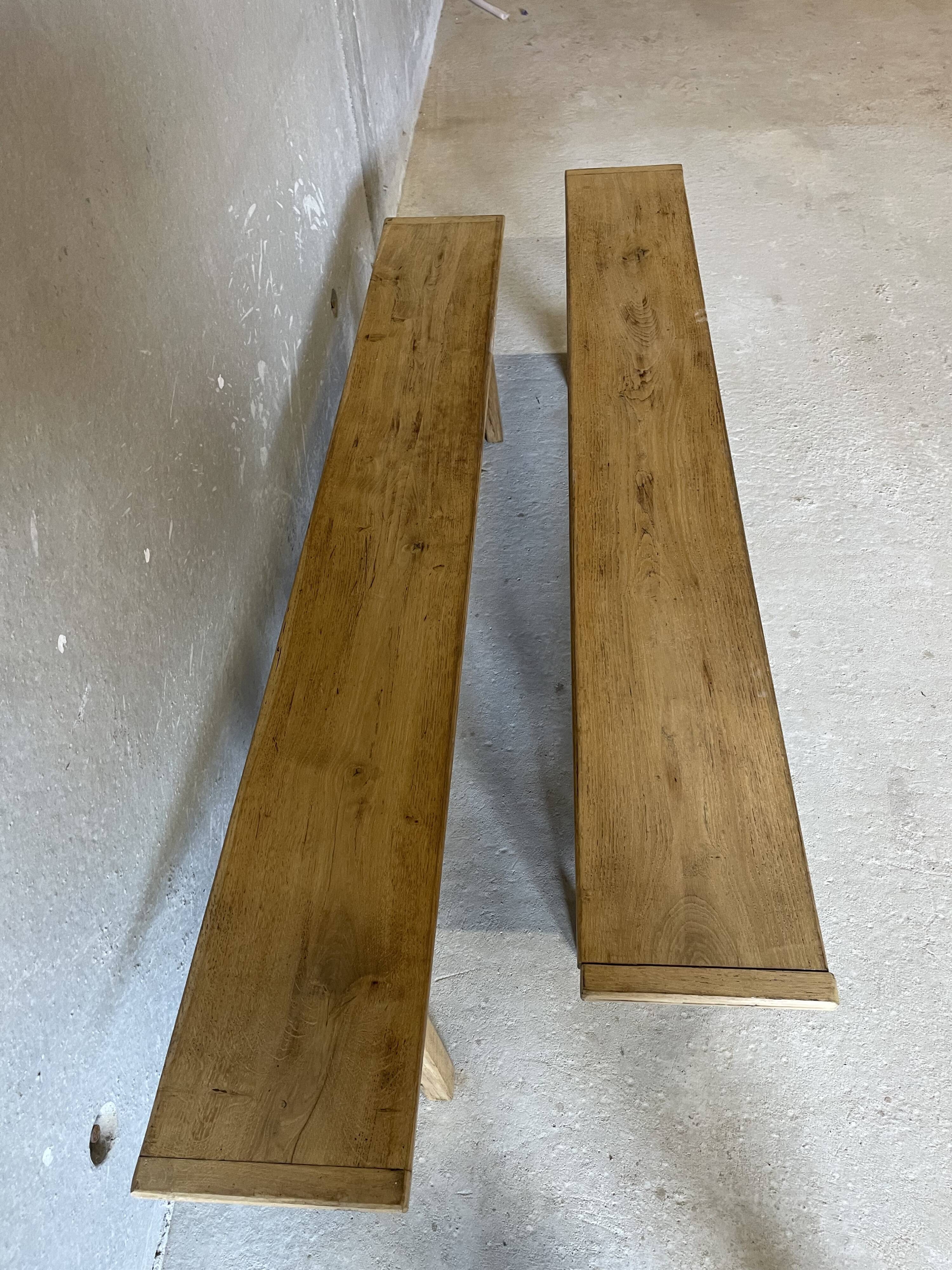 Paire de bancs en chêne – esprit ferme authentique ou
