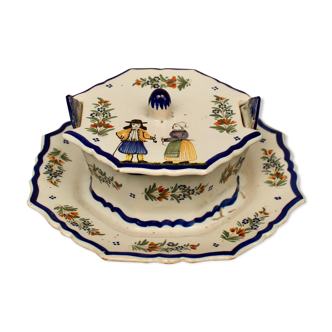 Beurrier ancien en faience de Quimper