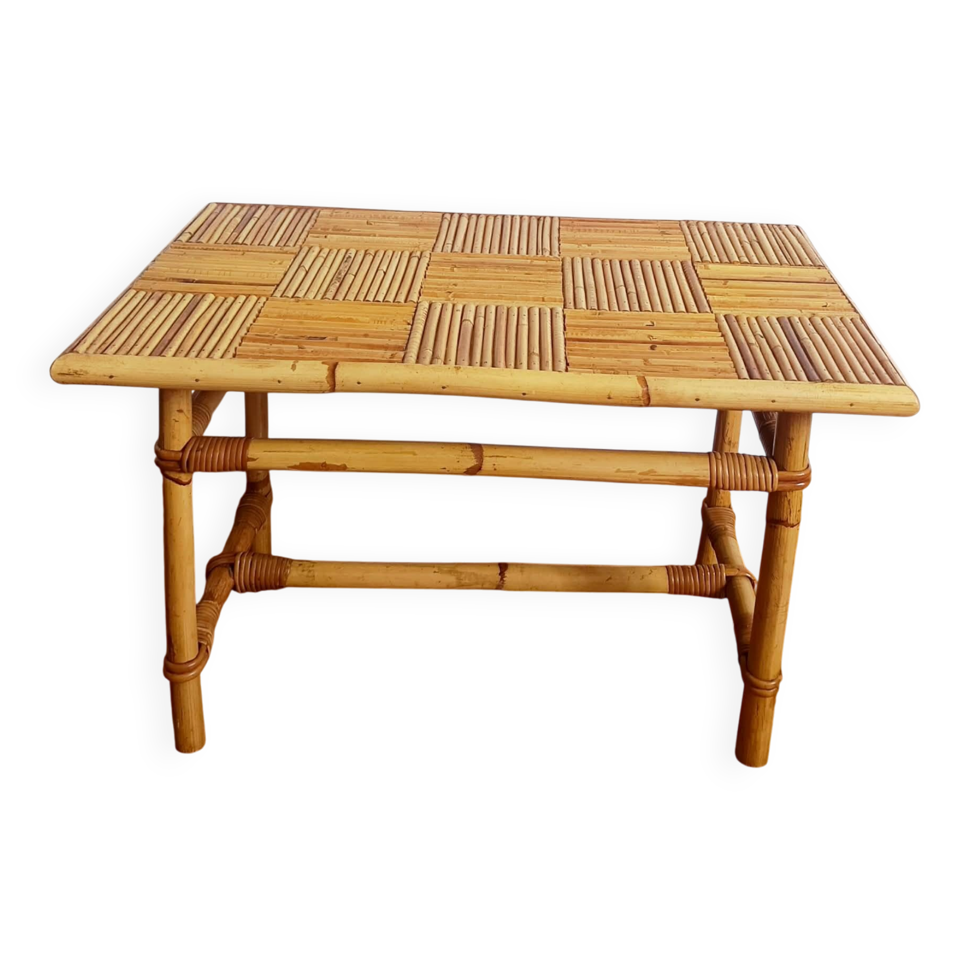 Bamboo coffee table in Audoux Minet vintage style from the 1960s.