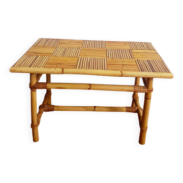 Table basse en bambou style Audoux Minet vintage 1960