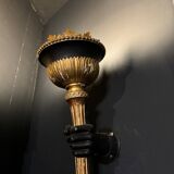 Pair of 19th Century Torchieres / Wall Lights in Gilded Wood and Bronze