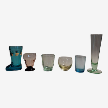 Vintage shooter shot glasses series of six assorted colors