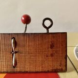Vintage coat rack - double coat hook - red wooden balls