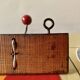 Vintage coat rack - double coat hook - red wooden balls