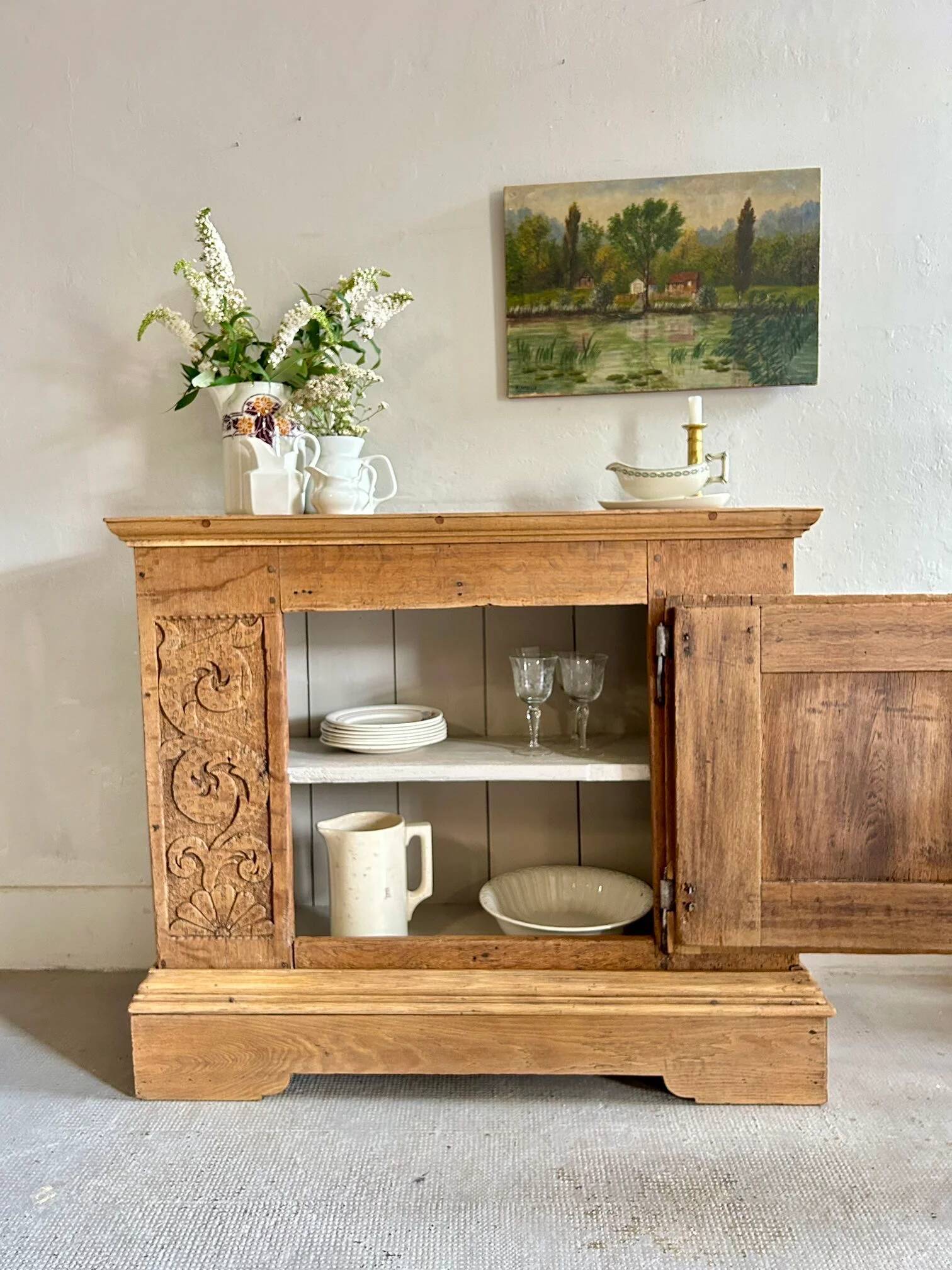 Antique carved oak sideboard