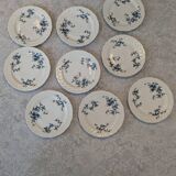 9 assiettes à dessert en porcelaine L.Bernardaud