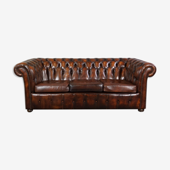 Chesterfield sofa in old cowhide 2.5 seats