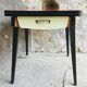 Vintage table with extension cords and orange-red formica drawers feet compass - 1960
