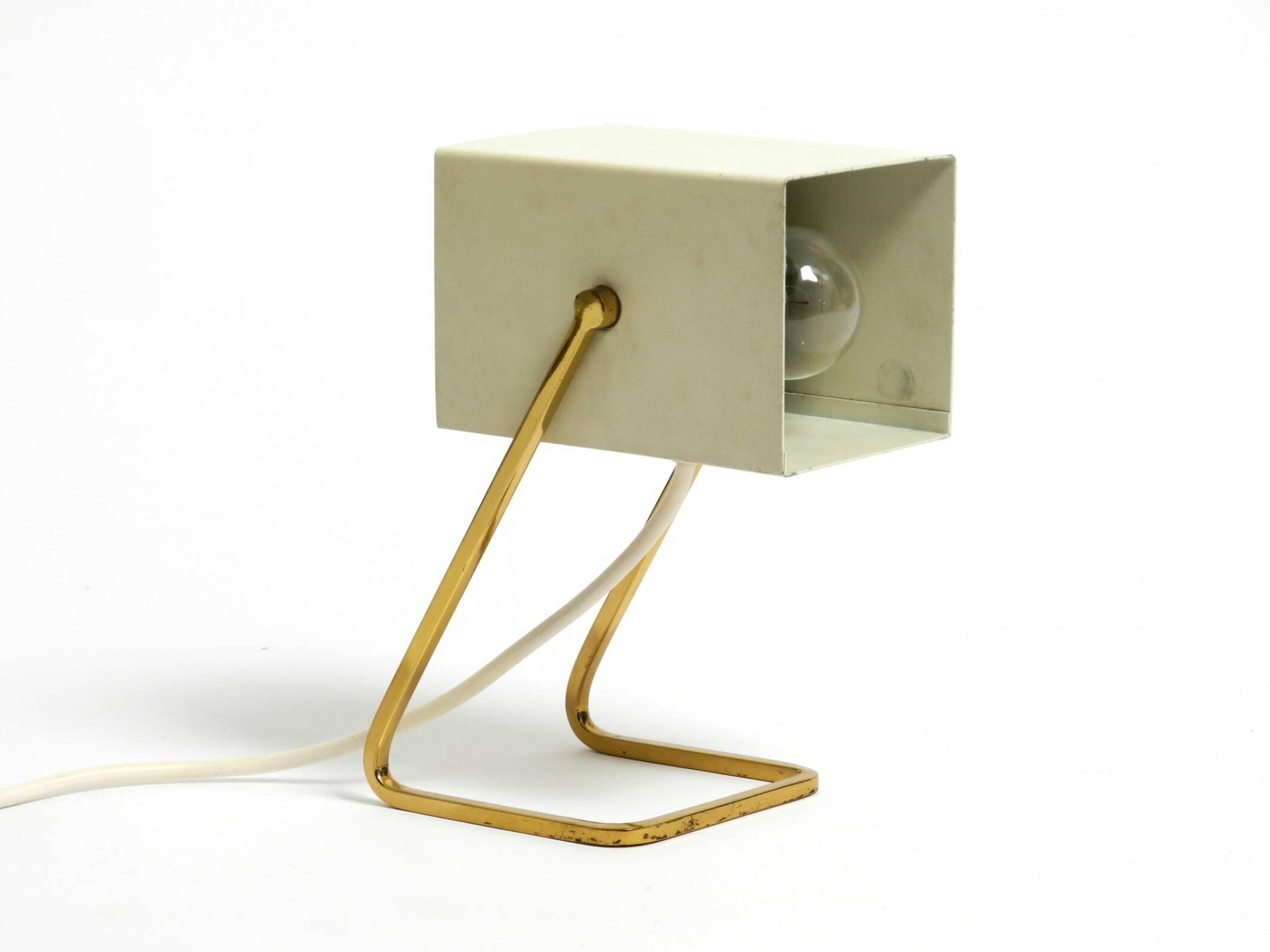 Great Mid Century metal bedside lamp with brass base by Kaiser Leuchten