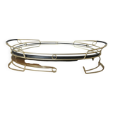 Mirror tray, modernist, minimalist, in gold metal and scoubidou, 1950-1960