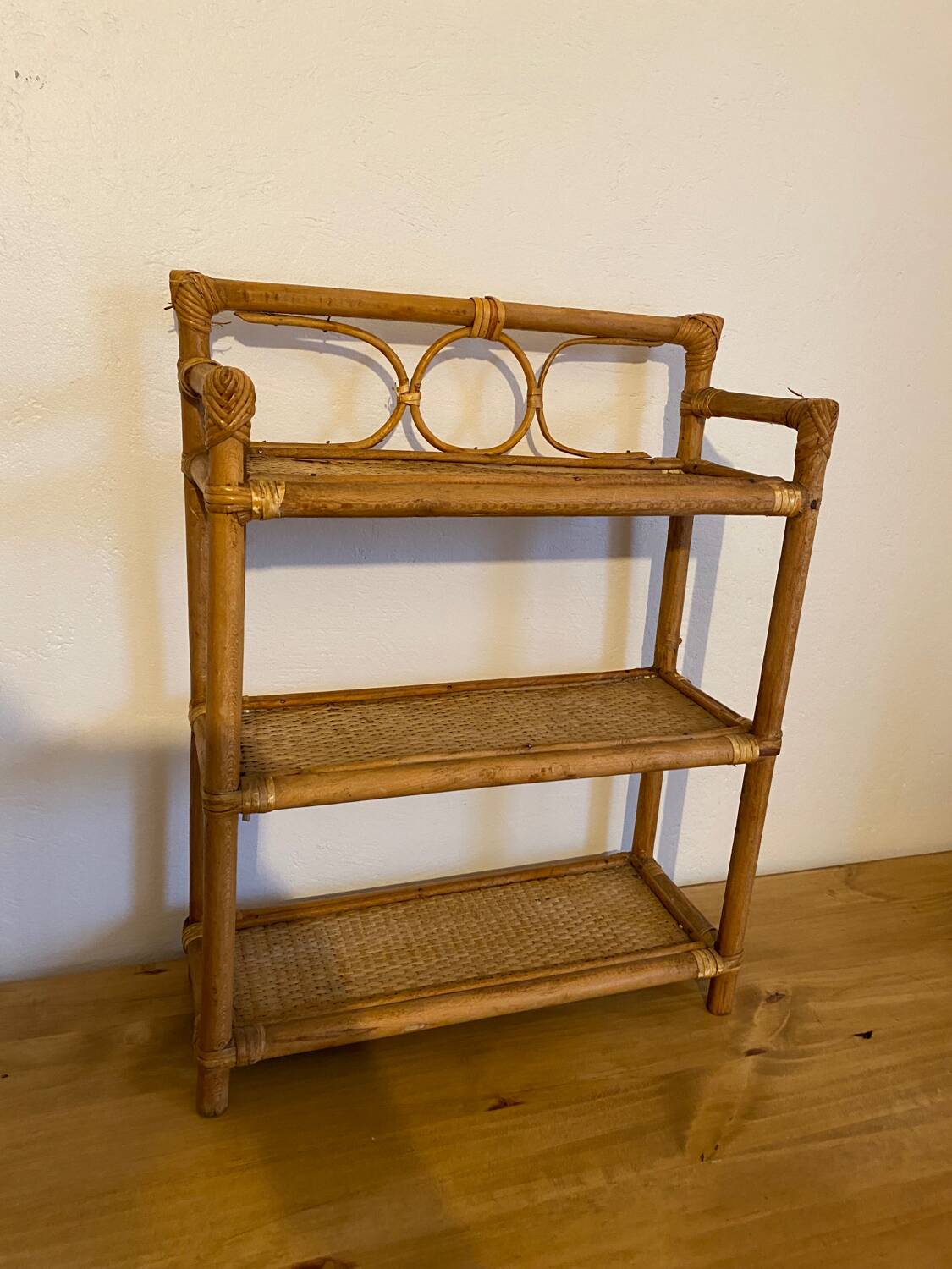 Rattan and bamboo shelf