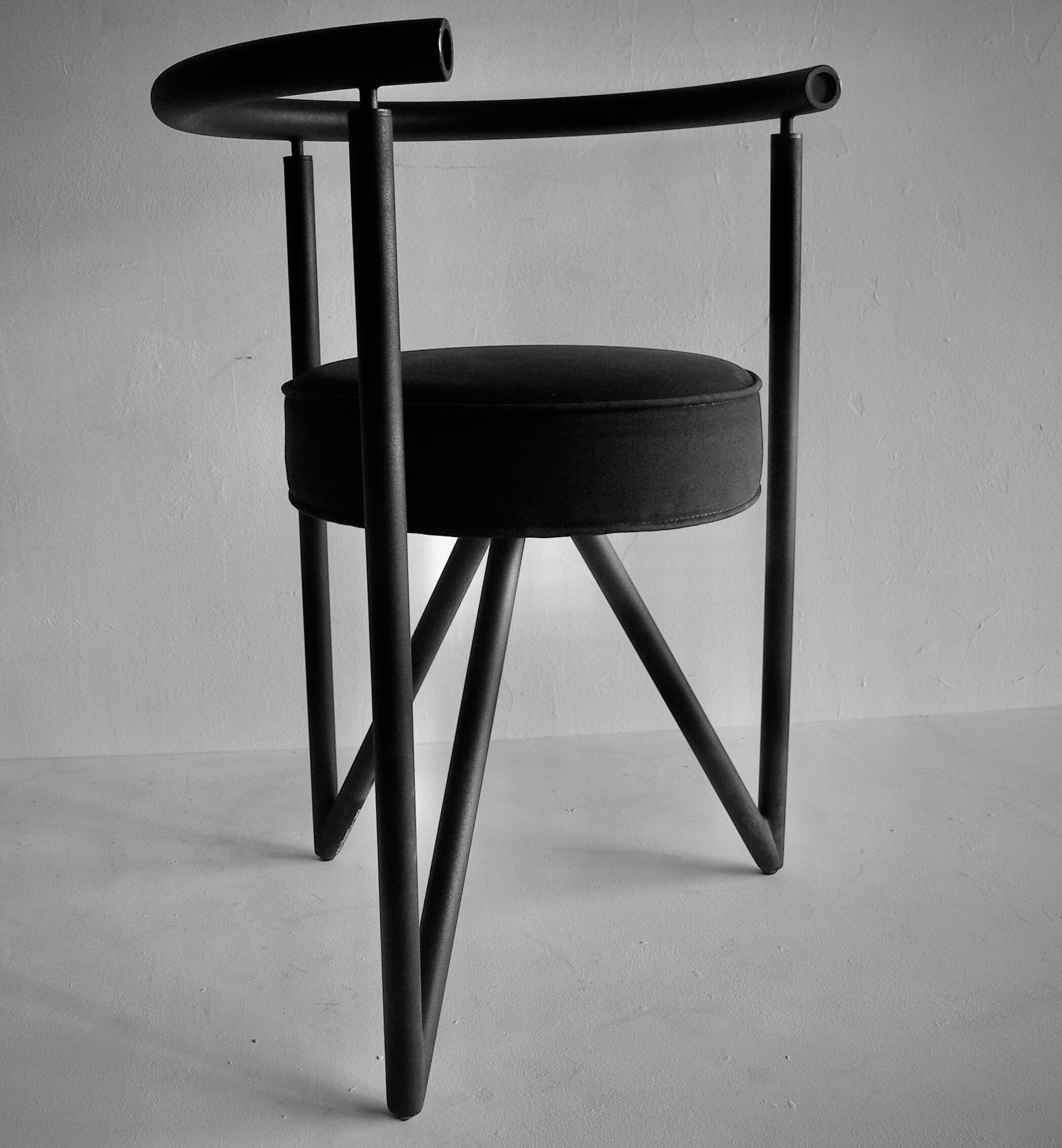Philippe Starck , black metal chairs "Miss Dorn" / DISFORM /1981