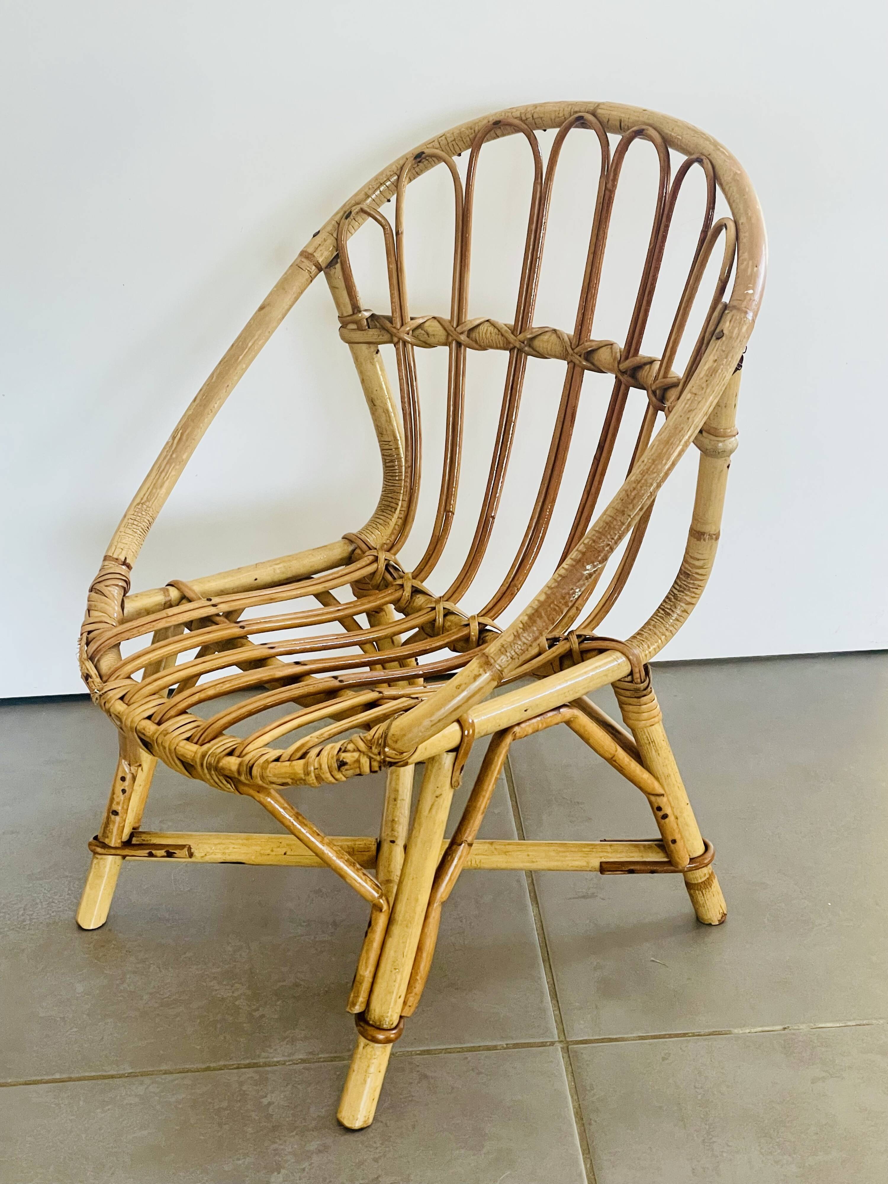 Fauteuil enfant en rotin