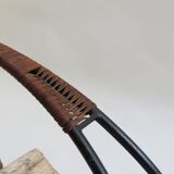 Log metal and cane log basket 1960