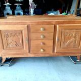 Brutalist Design Solid Oak Sideboard circa 1930-1940 - Art Deco