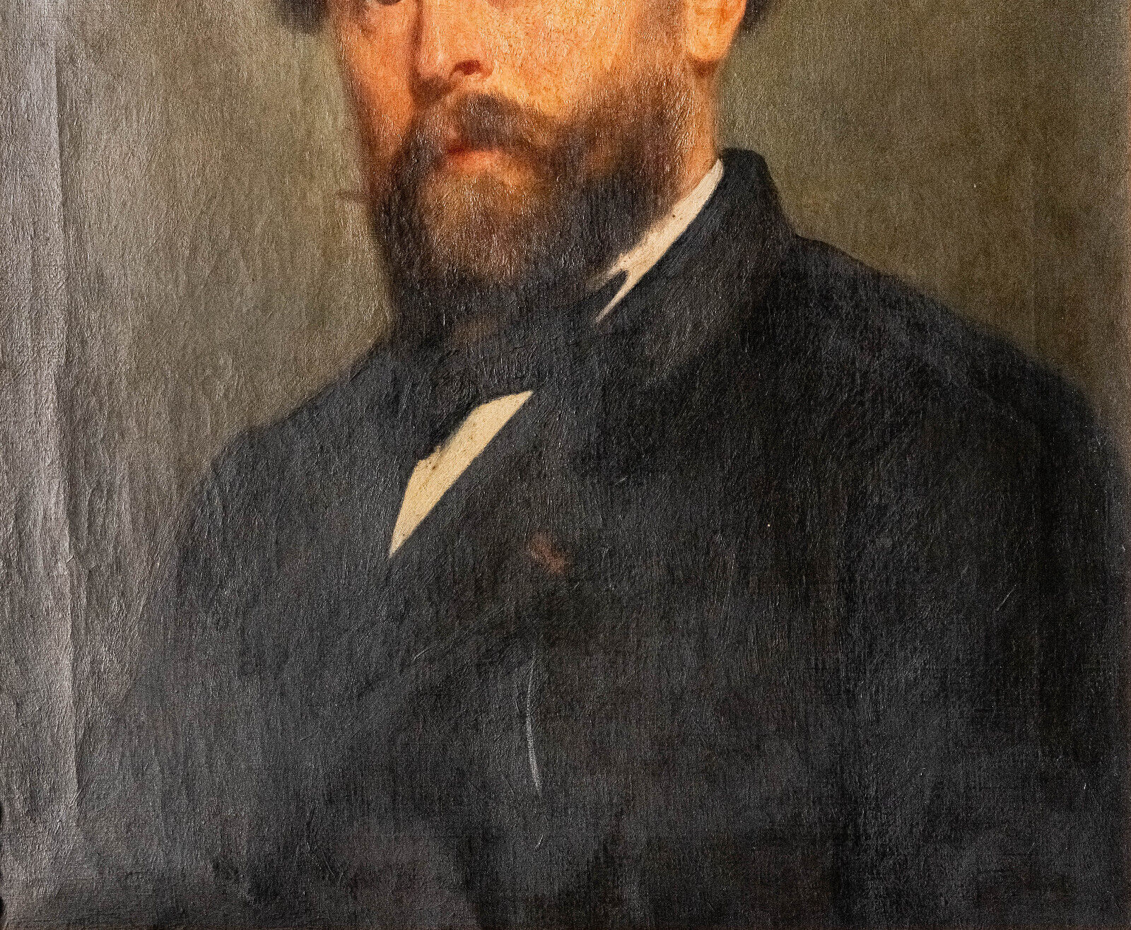 Oil on canvas portrait of bearded man XIXth Stamp Jerome Ottoz H