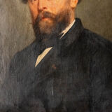 Oil on canvas portrait of bearded man XIXth Stamp Jerome Ottoz H