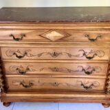 Chest of drawers in oak and pink marble 50s