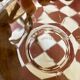 Lot of smoked glass coffee cups "flowers"