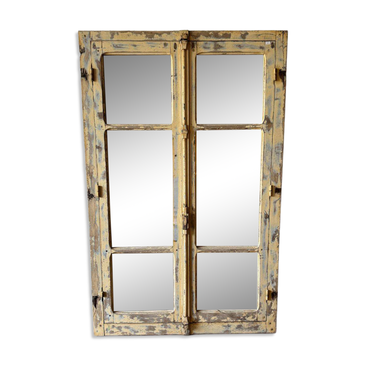 Ancien miroir industriel en bois - Début XXᵉ siècl
