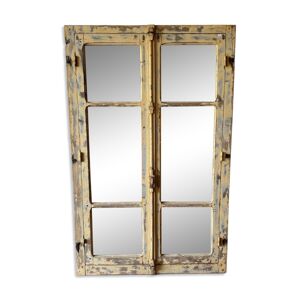 Ancien miroir industriel - bois