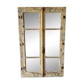 Ancien miroir industriel en bois - Début XXᵉ siècl