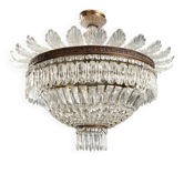 Antique Empire style chandelier in glass, 5 lights, Italy, 20th century.