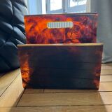 1970s lucite tortoiseshell magazine rack