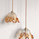 Pair of Murano glass tulip suspensions from 1970.