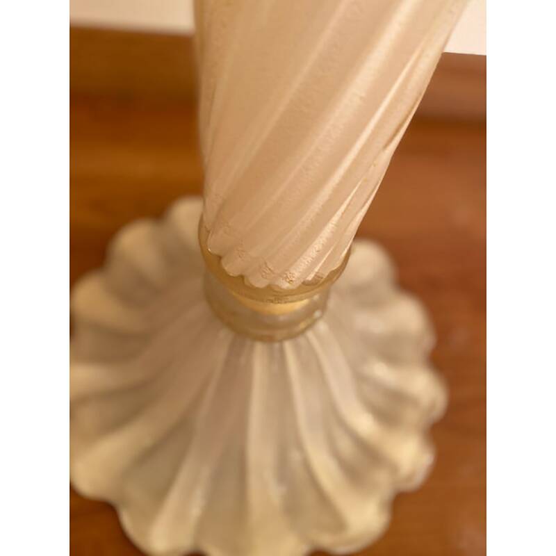 1990s Italian Venetian White and Gold Murano Glass Style Coffee Table