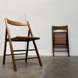Mid-century wooden folding chair set with Viennese wicker seats, 1960s.