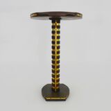 Art Deco style side table in beech and gilded metal. 1960s