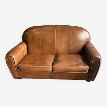 Old leather club sofa