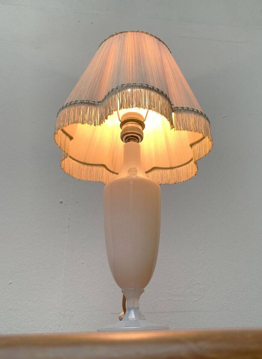 French opaline glass table lamp from the mid-century Sèvres, 1960s.