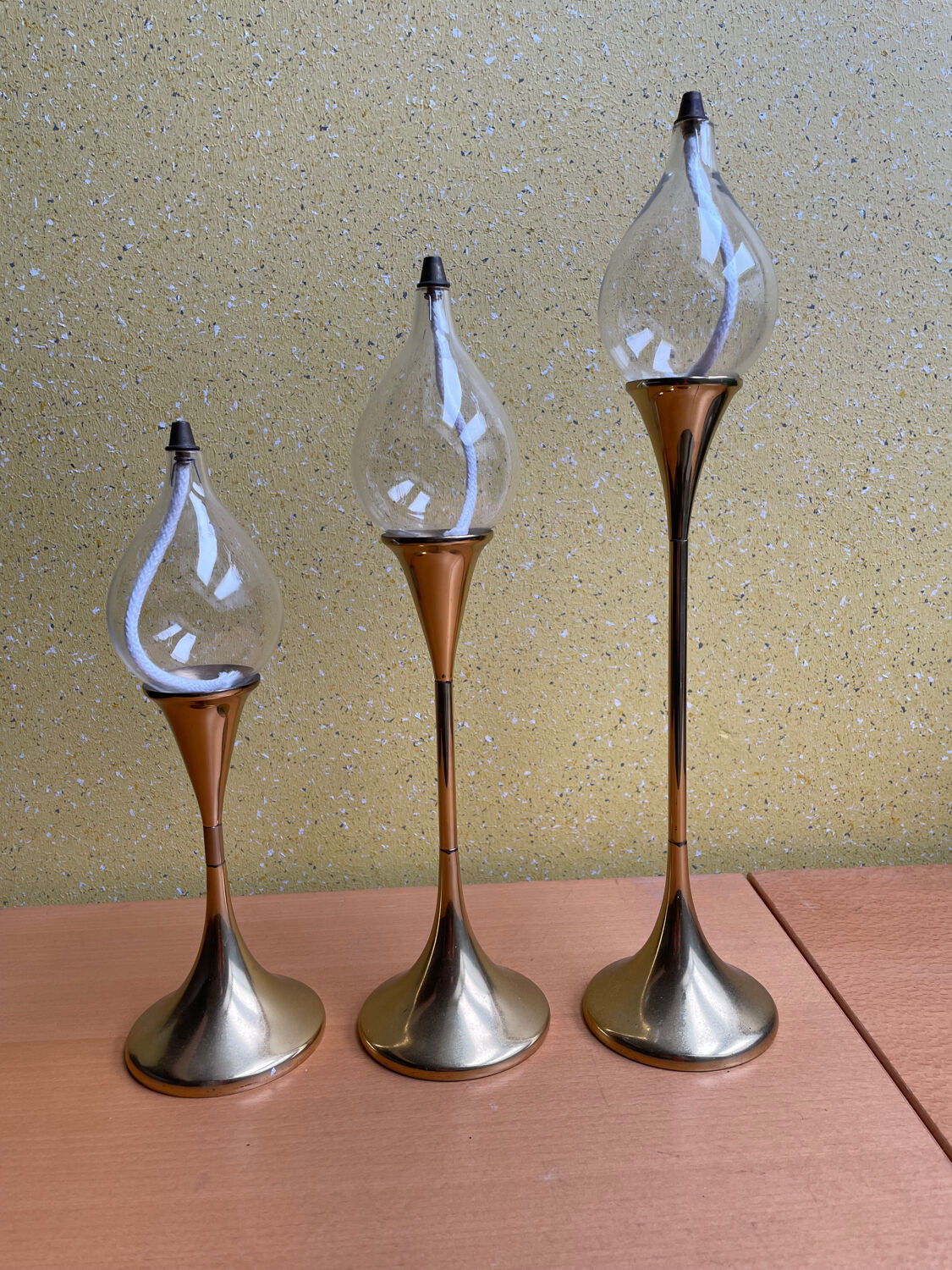 3 oil lamps Freddie Andersen "Clear Drop"