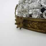 Half-basket ceiling light with 3 bronze lights and glass pendants. 1980s