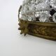Plafonnier demi corbeille à 3 feux en bronze, pampilles en verre. Années 80
