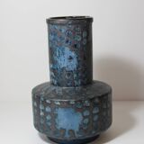 Helmut Scholtis West Germany Vintage Black Vase with Blue Dots
