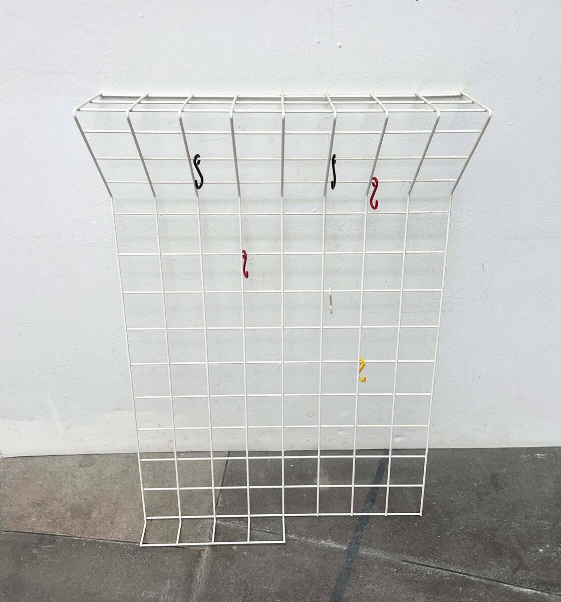 White minimalist string coat rack, modern mid-century, 1960s.
