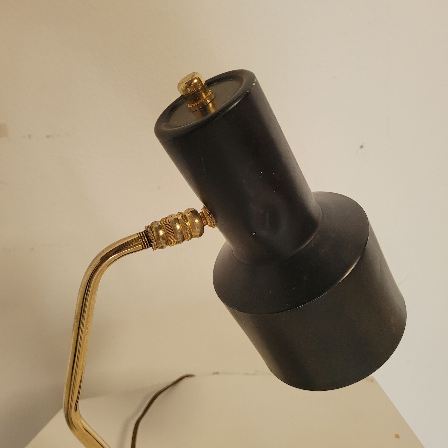 Vintage black and brass lamp from the 1970s