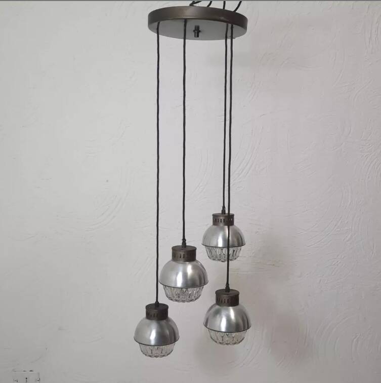 Cascade chandelier - vintage - aluminum and glass