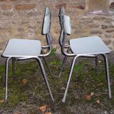 Pair of chrome chairs in formica Plastilux