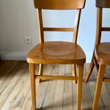 set of 4 Thonet bistro chairs in curved wood honey Mid-Century 50s