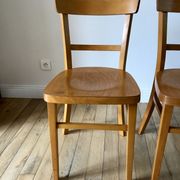 set of 4 Thonet bistro chairs in curved wood honey Mid-Century 50s
