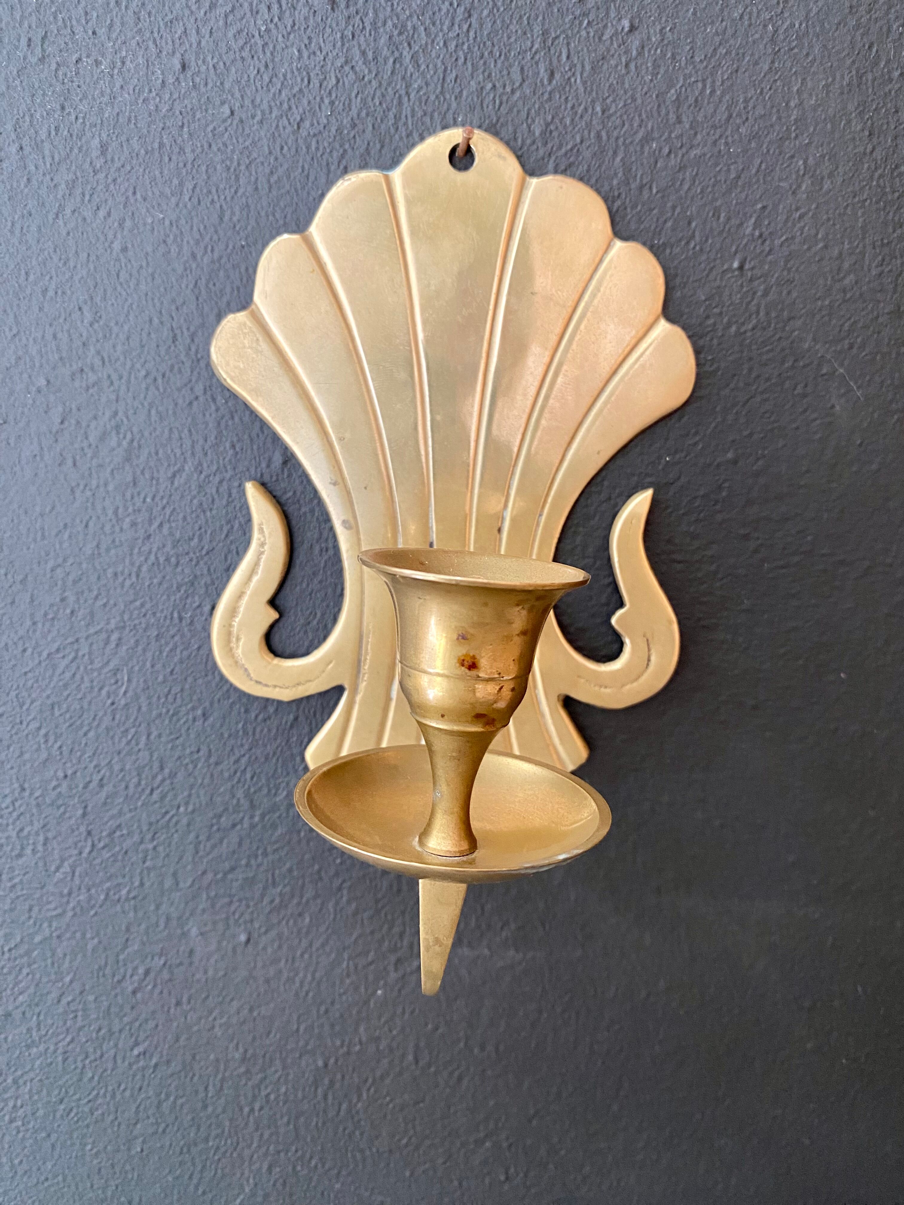 Pair of brass wall candle holders