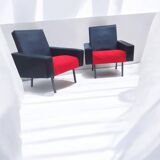 Retro armchair in black and red skai (1)